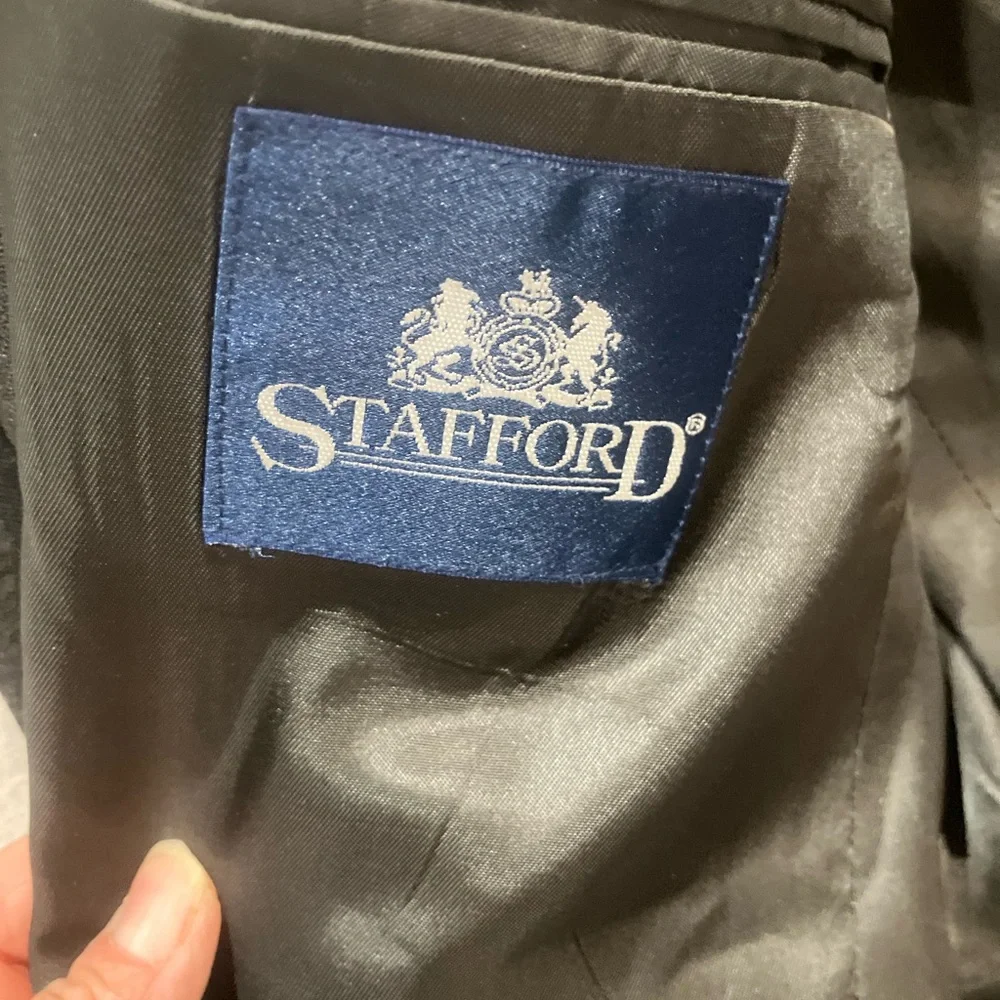 Stafford Mens Charcoal Gray Two Button Notch Lapel Blazer Sport Coat‎ Jacket 42L